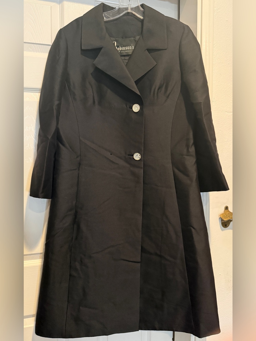 Robinson's California Vintage Couture Black A-Line Long Coat M / L